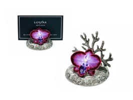 Card Holder, Orchid on Round Base