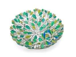 Platter, Frangipani Leaves with Twin Dragonfly (Size M)