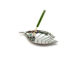 Incense Holder, Frog on Small Single Leaf