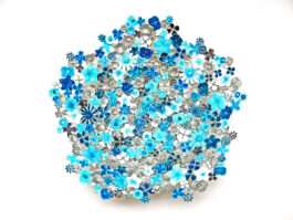 Platter Mixed flowers With color 23x23x6 cm.